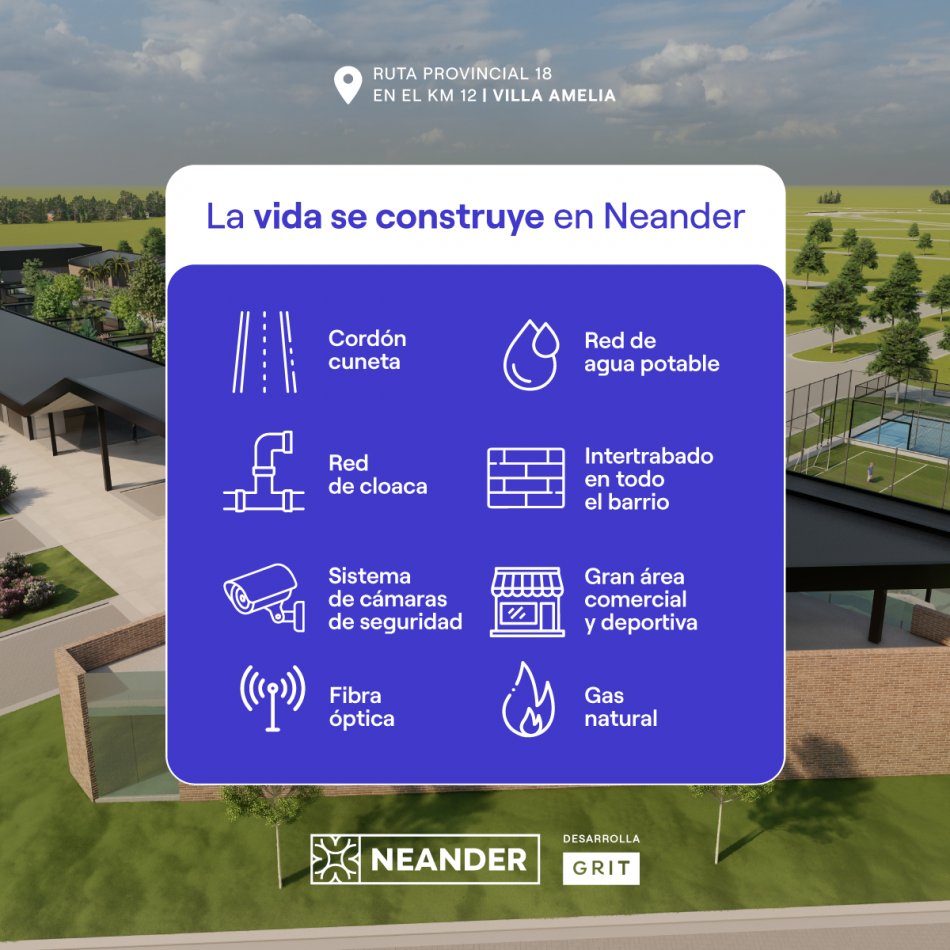VENTA LOTES EN BARRIO ABIERTO RESIDENCIAL NEANDER - VILLA AMELIA - FINANCIACION! ENTREGA A CORTO PLAZO. PRECIOS ESPECIALES CONTADO
