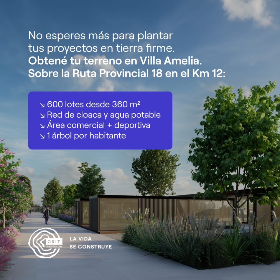 VENTA LOTES EN BARRIO ABIERTO RESIDENCIAL NEANDER - VILLA AMELIA - FINANCIACION! ENTREGA A CORTO PLAZO. PRECIOS ESPECIALES CONTADO