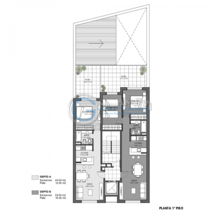VENTA DEPARTAMENTO Duplex DOS DORMITORIOS - Terraza exclusiva y balcon frente al parque Independencia  - Av. Pellegrini 2632