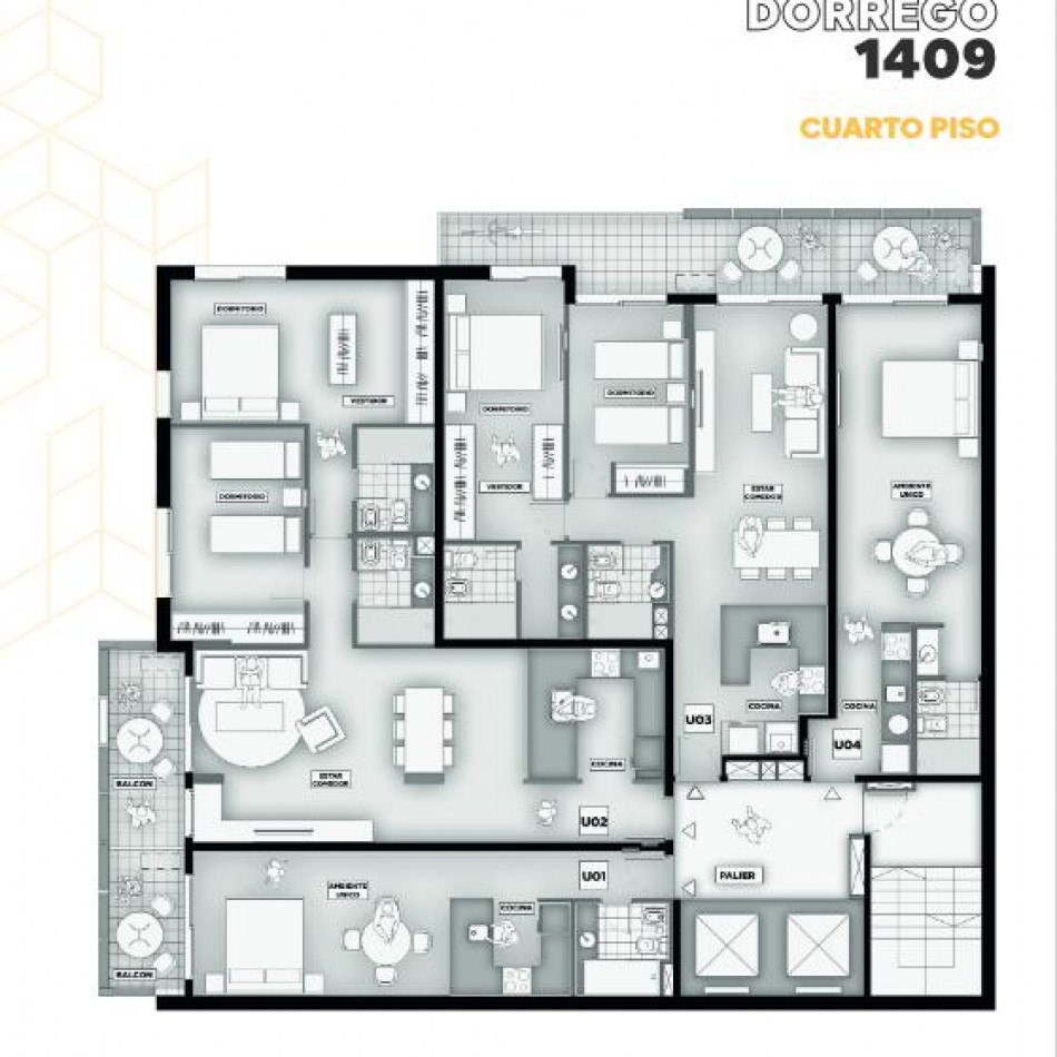 Amplio monoambiente con balcon. Amenities. Dorrego y 9 de Julio