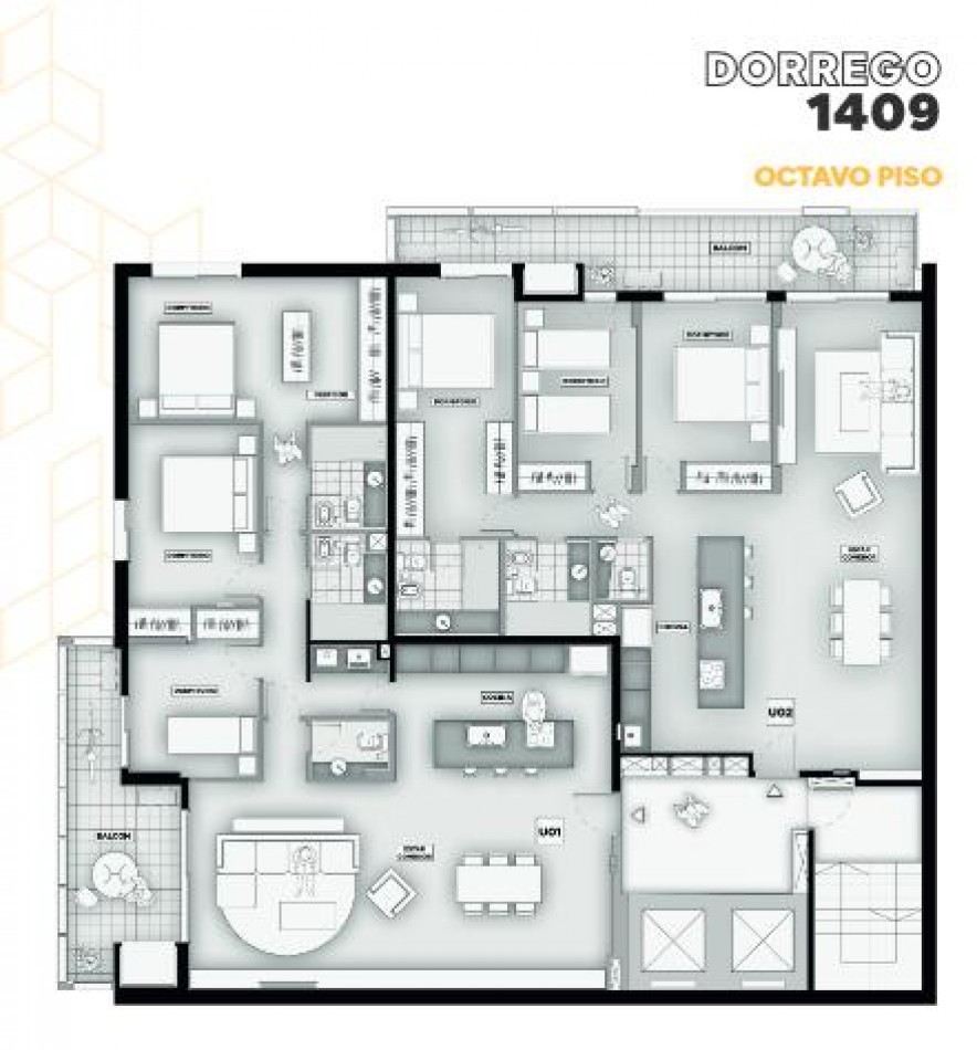 Amplio monoambiente con balcon. Amenities. Dorrego y 9 de Julio